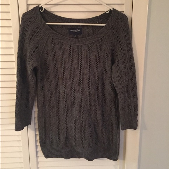 🛑NFS American Eagle EUC Gray Cable-knit Sweater - Picture 2 of 7