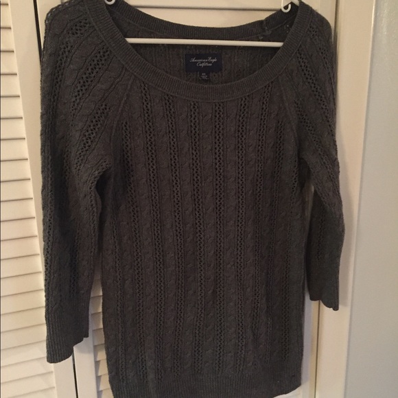 🛑NFS American Eagle EUC Gray Cable-knit Sweater - Picture 4 of 7