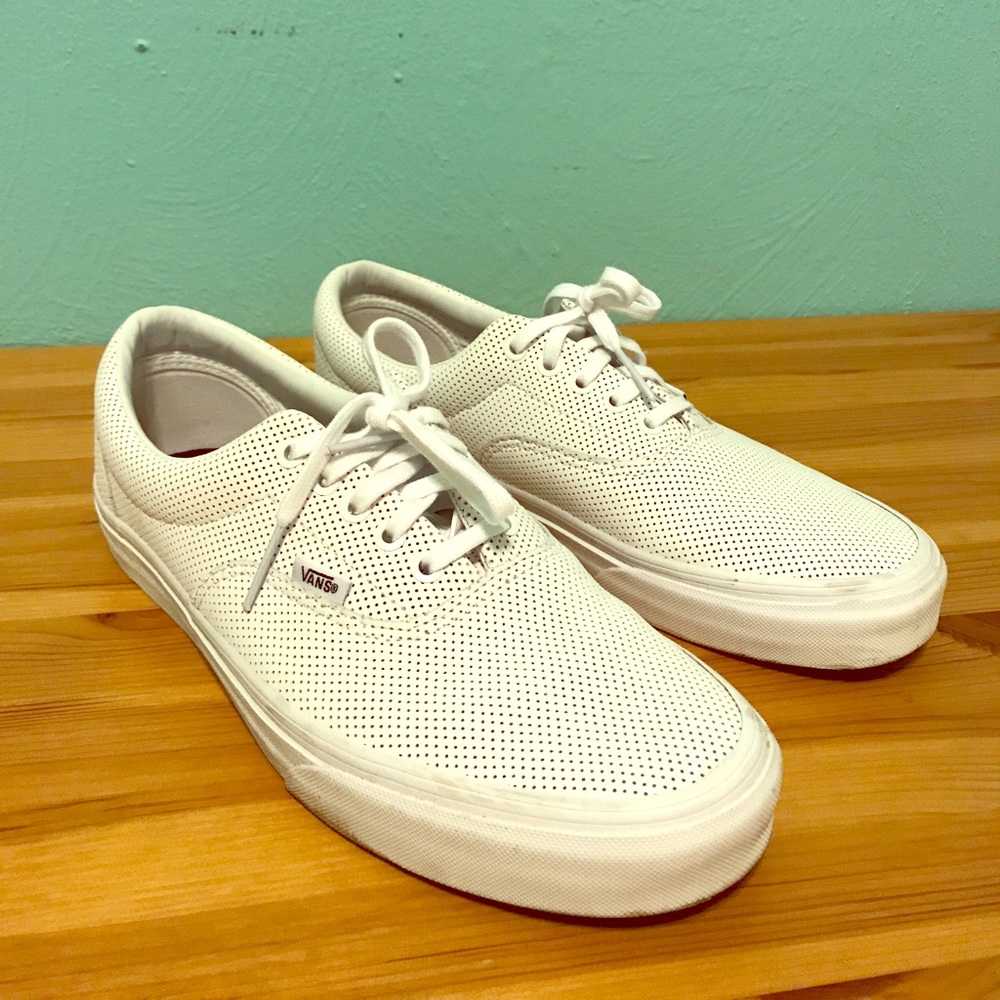 White perforated leather Vans