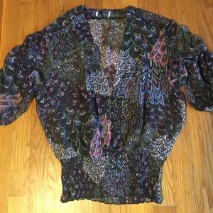 Sheer blouse 3/4 sleeve