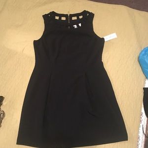 Beautiful navy dress with cage collar