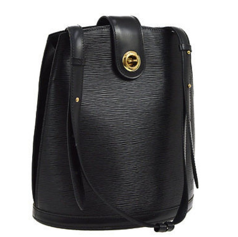 AUTH LOUIS VUITTON CLUNY SHOULDER BAG PURSE BLACK