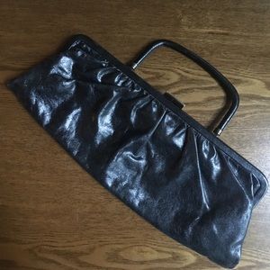 Super cute black leather clutch