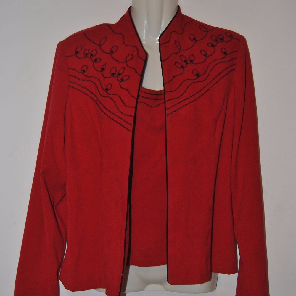 Madison Leigh red 2 Piece top & blazer