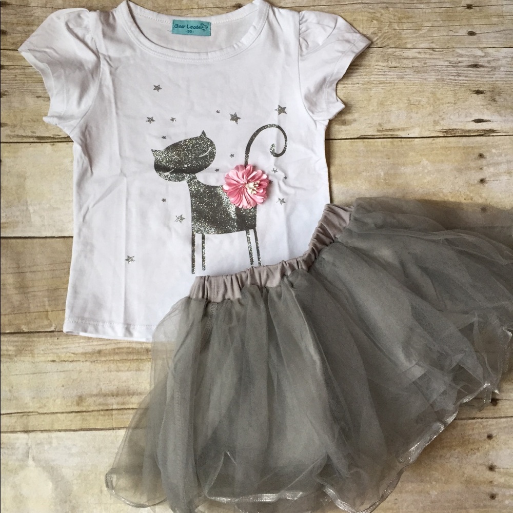 New Cat shirt & tulle skirt