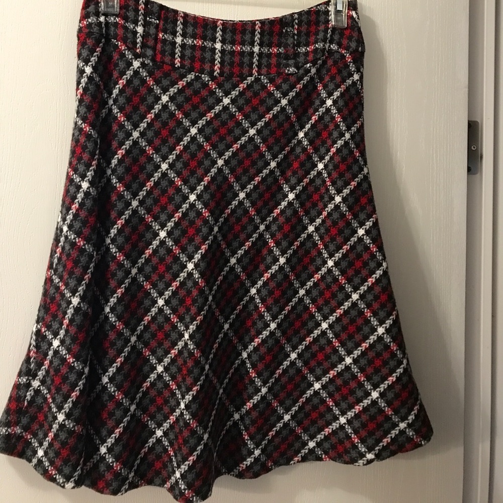 Knee length plaid skirt