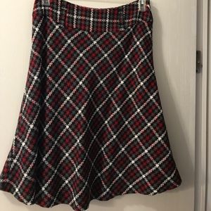 Knee length plaid skirt
