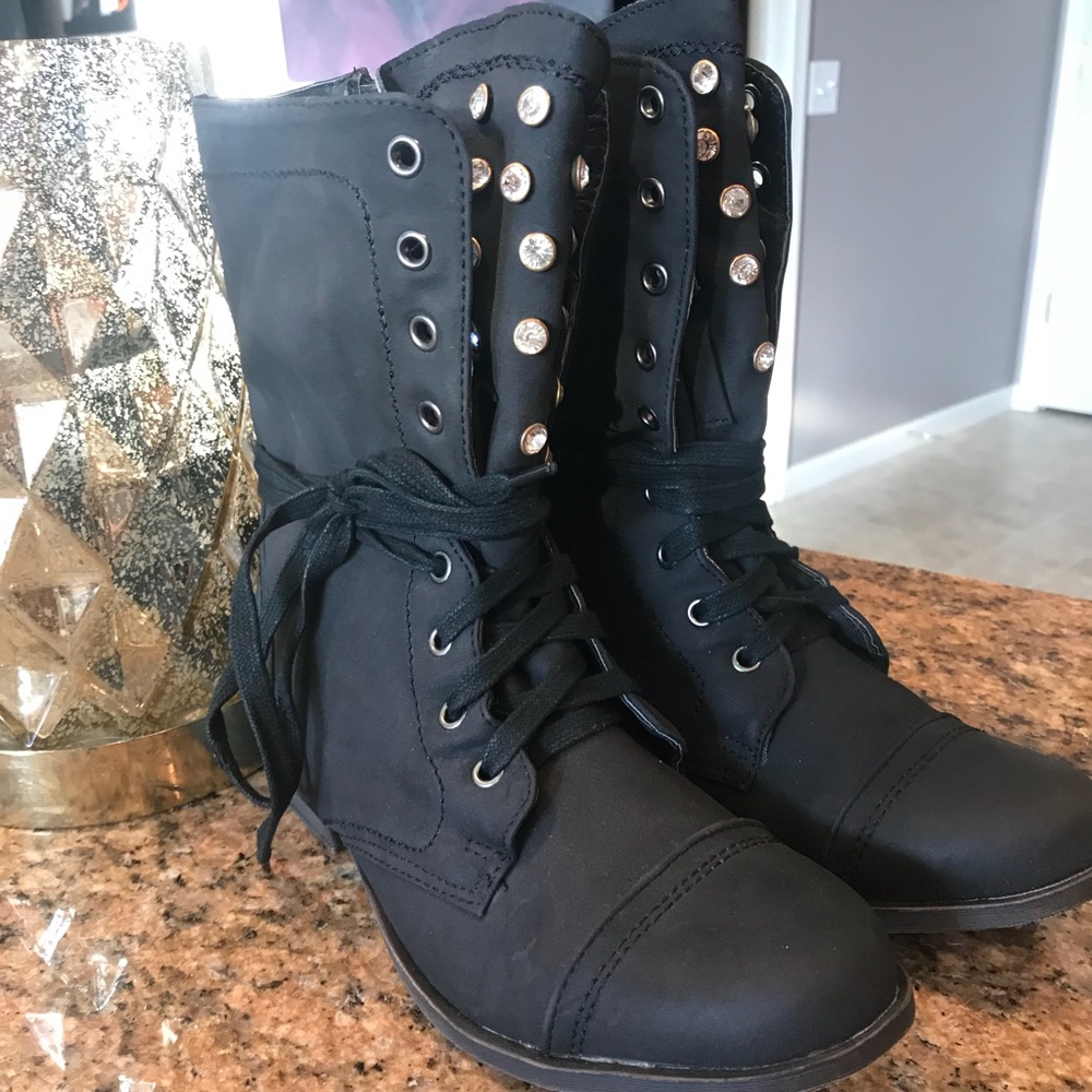 Studded combat boots