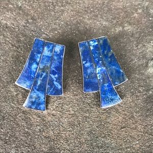 Vintage Heavy Sodalite 980 Silver Earrings!!