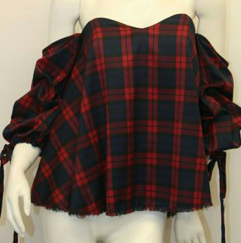 Plaid, off the shoulder top