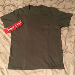 Kaws Uniqlo Olive Pocket Tee Shirt Large L Rare