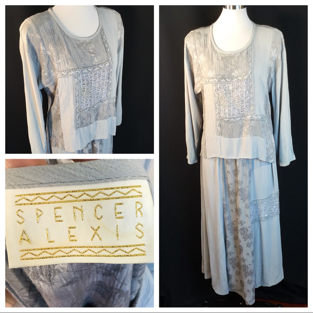 Spencer Alexis Boho Grey Long Sleeve Top Skirt S