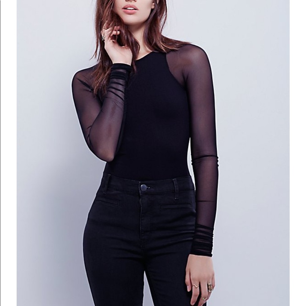 NWT Free People Mesh Sleeve Top