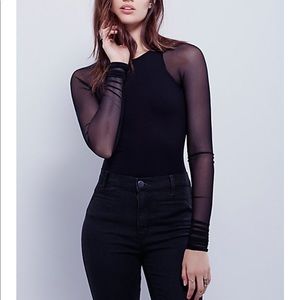 NWT Free People Mesh Sleeve Top