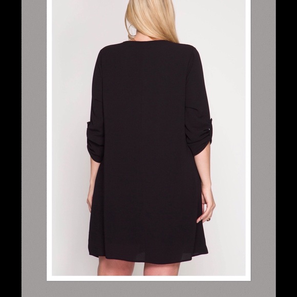 SALE New Lined Shift Dress Pockets Lace Up - Picture 2 of 3