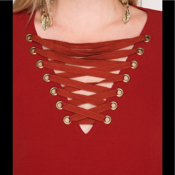 SALE New Lined Shift Dress Pockets Lace Up - Picture 3 of 3