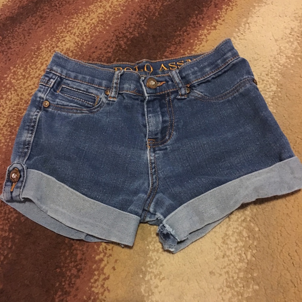 Denim shorts with patch on back pocket never worn