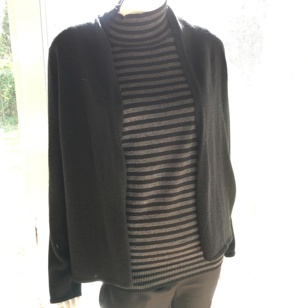 NEW ELIE TAHARI luxury cashmere black wool sweater