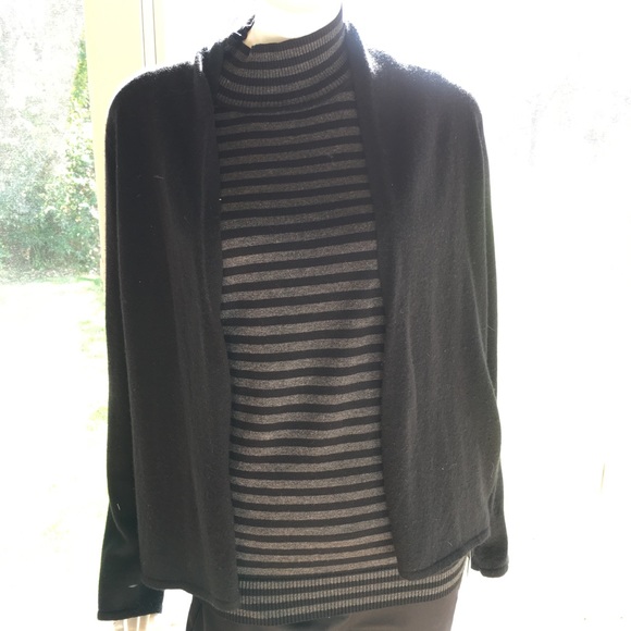 NEW ELIE TAHARI luxury cashmere black wool sweater - Picture 2 of 6