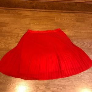 Tomato Red micro pleated chiffon skirt