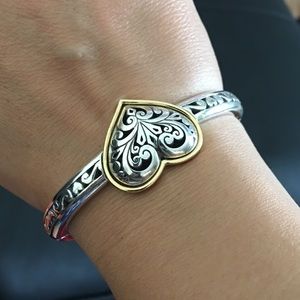 Brighton Two Tone Heart Hinged Bangle