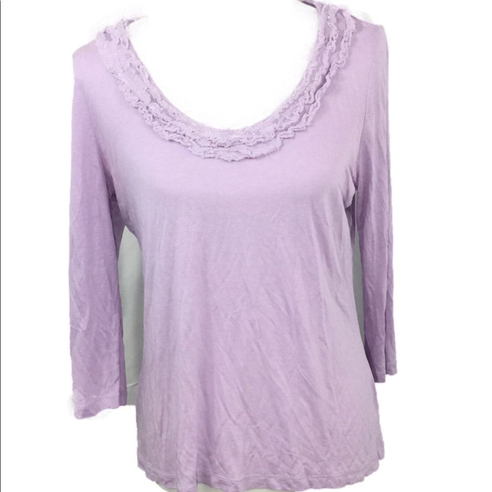 TALBOTS MODAL SILK SCOOP NECK 3/4 SLEEVE SHIRT TOP