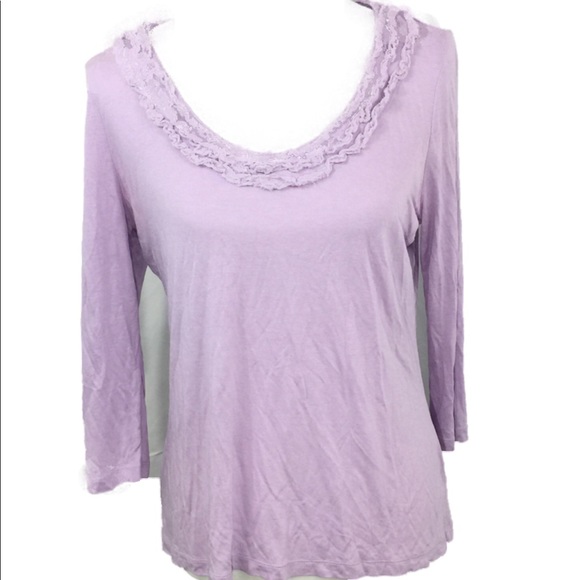 TALBOTS MODAL SILK SCOOP NECK 3/4 SLEEVE SHIRT TOP - Picture 1 of 5