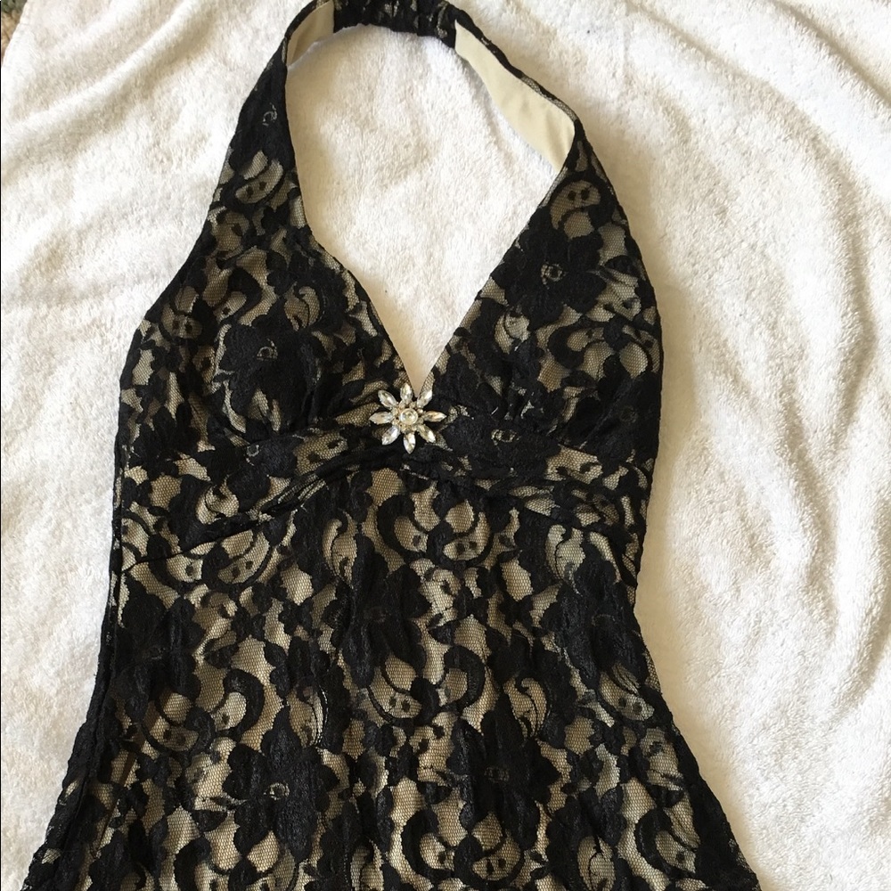 Black lace juniors short dress