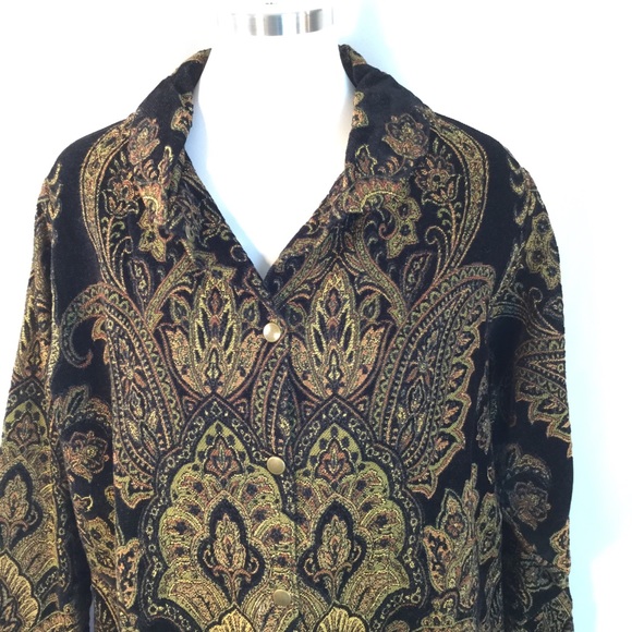 Boho Black Gold Chenille Carpet Bag Jacquard XL - Picture 2 of 6