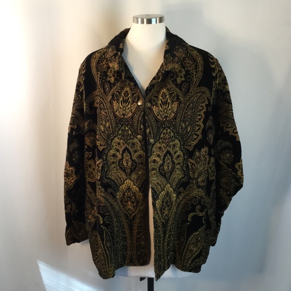 Boho Black Gold Chenille Carpet Bag Jacquard XL - Picture 3 of 6