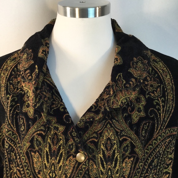 Boho Black Gold Chenille Carpet Bag Jacquard XL - Picture 4 of 6