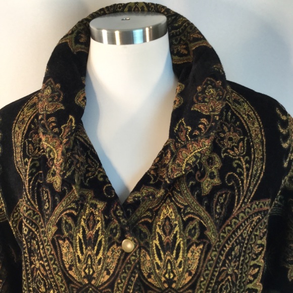 Boho Black Gold Chenille Carpet Bag Jacquard XL - Picture 5 of 6