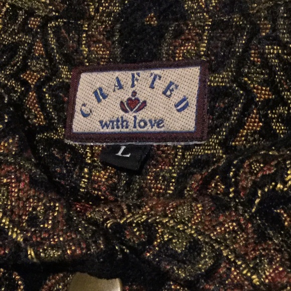 Boho Black Gold Chenille Carpet Bag Jacquard XL - Picture 6 of 6