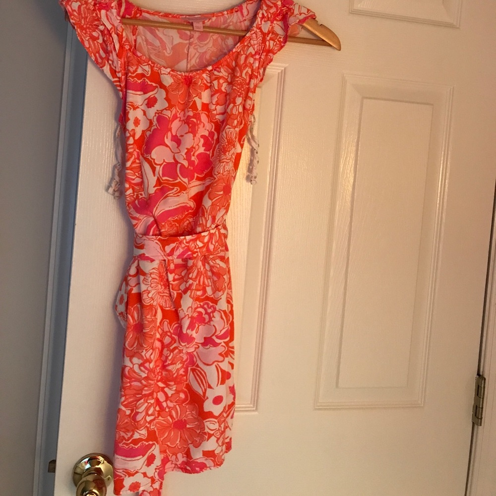 Lilly Pulitzer pink orange white floral dress