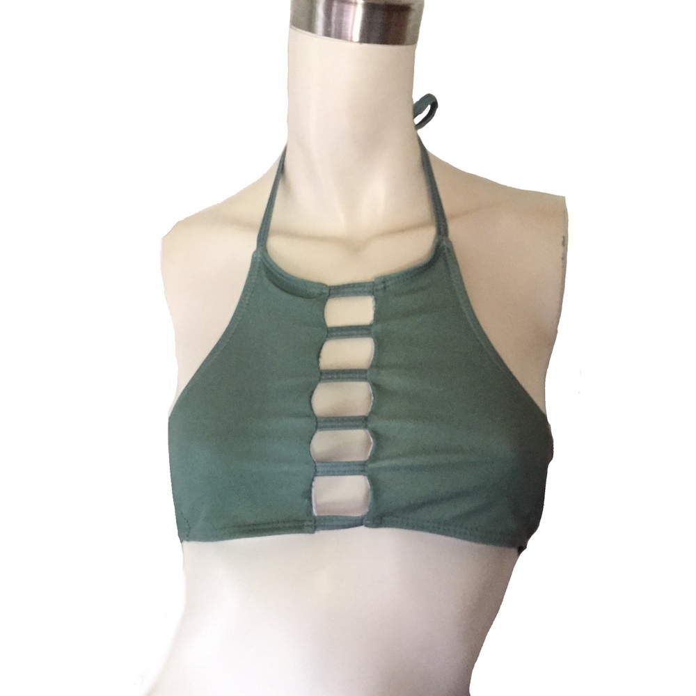 Cutout halter bikini swim set S sea foam green