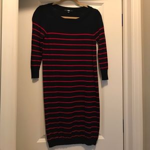 Uniqlo Navy and red striped sweater dress size S