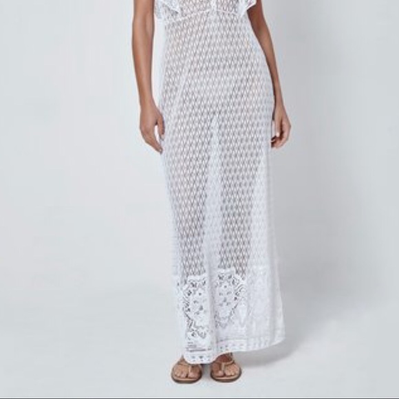 SAHA sz L white lacey stunning beach coverup - Picture 2 of 2