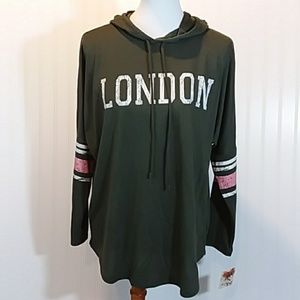 NEW Green Hooded Shirt MED About a Girl