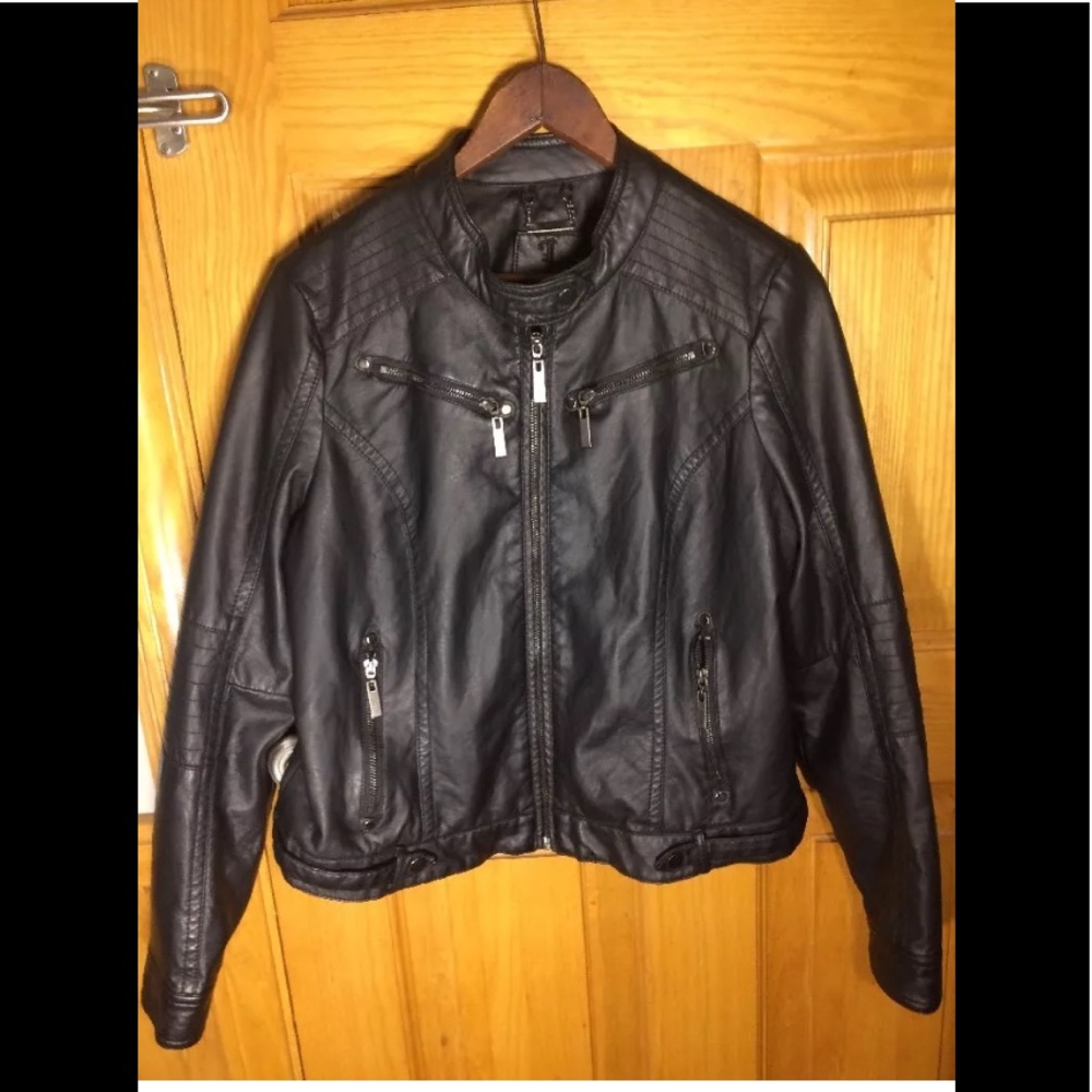 J2 Vegan Faux Leather Zip Bomber Jacket Size XL