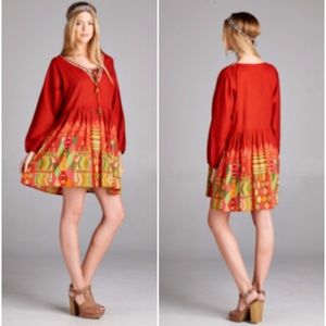 Cute Plus Size Print BoHo Gypsie Mini Dress Tunic