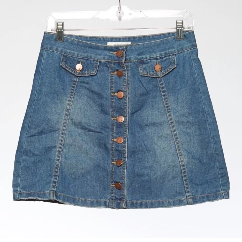 Button up denim skirt