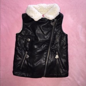Betsey Johnson Fur Lined Leather Vest 2T