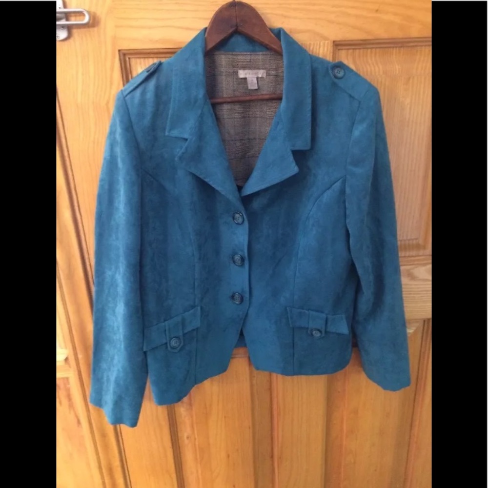 Kim Rogers Teal Blue Green Blazer Jacket Size 14