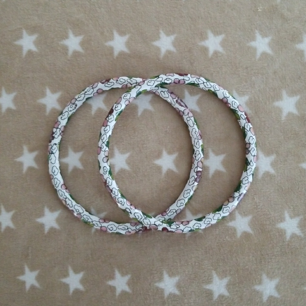 white chinese cloisonne bangle pair