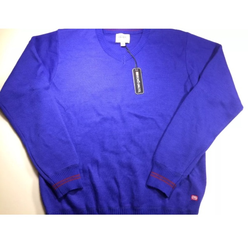 Ecko Blue W/ Red Trim Sweater Size M Acrylic LS