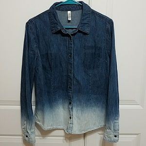 Women's denim button down shirt sz L