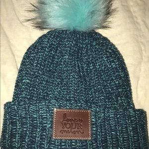 Navy and Mint speckled Love Your Melon Pom beanie