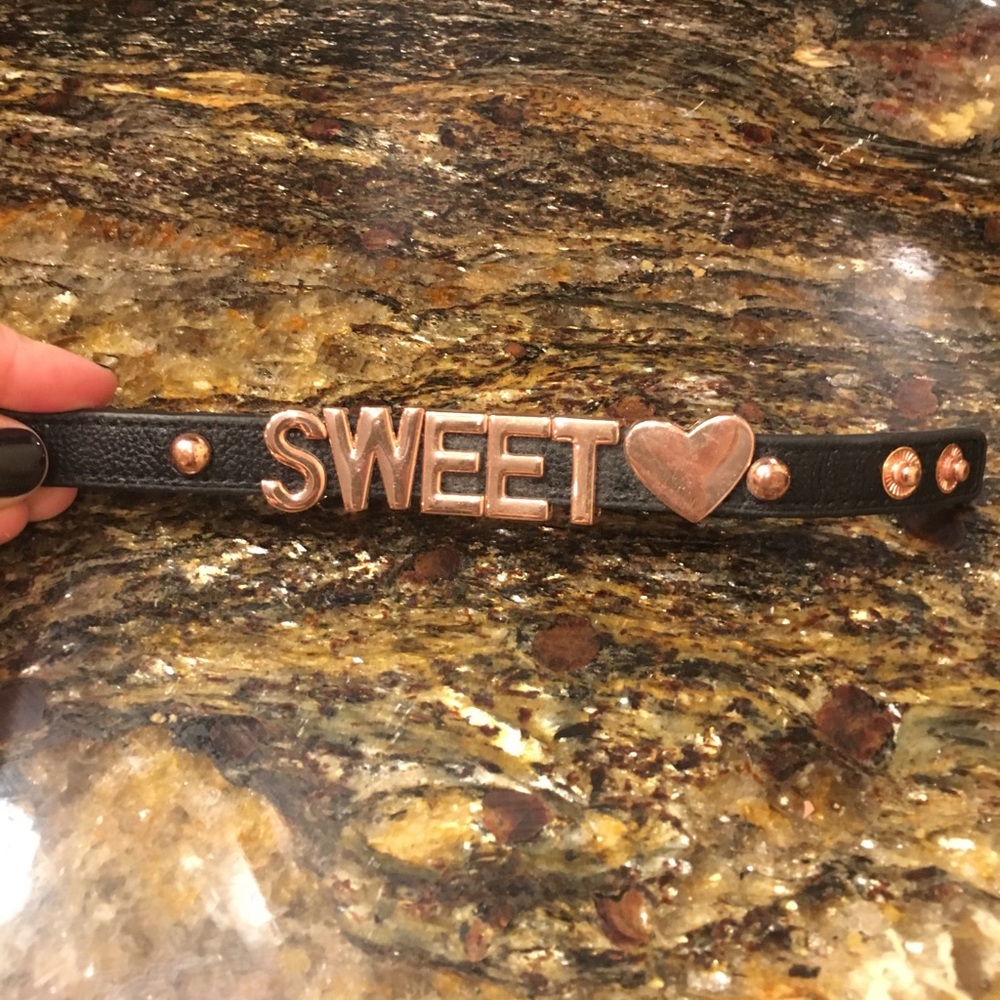 BCBGeneration Sweet Love Black Leather Bracelet