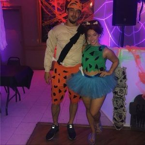 HOMEMADE PEBBLES AND BAMBAM COSTUMES