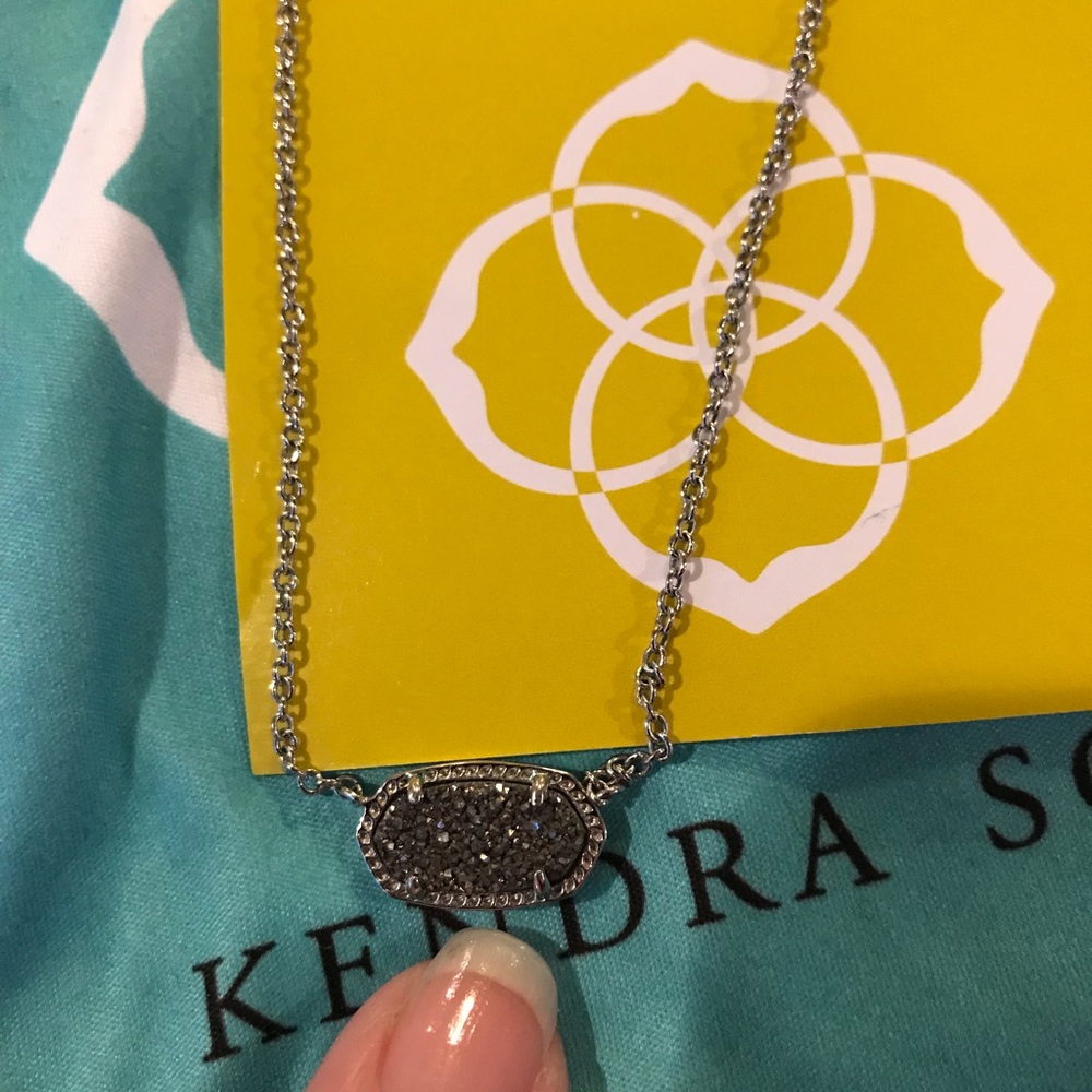 Kendra Scott Elisa Silver Necklace Platinum Drusy